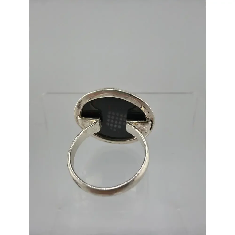 Sterling Silver Genuine Bloodstone Bezel Ring Size 9.5